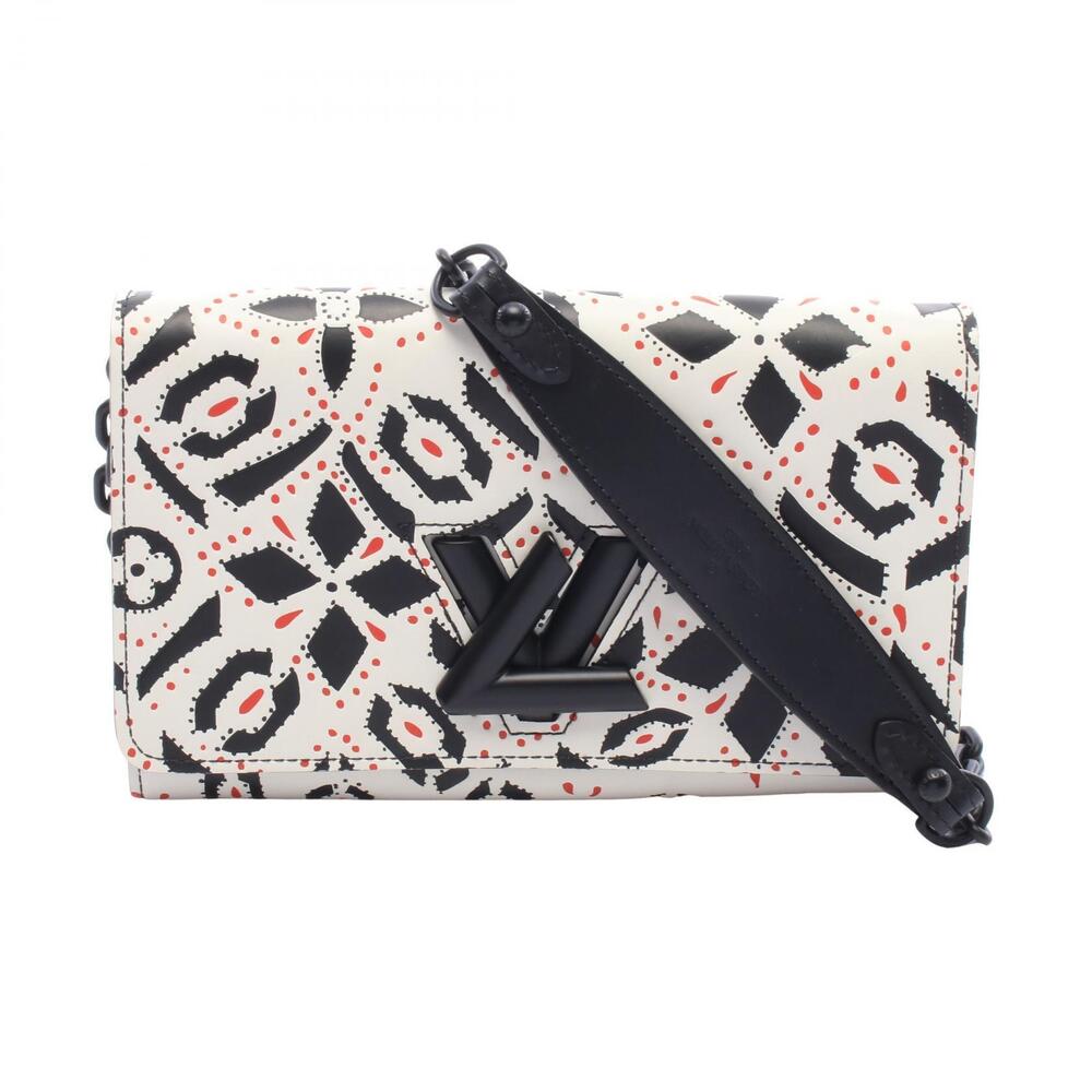 Louis Vuitton Portefeuille Twist Leather Shoulder Bag Wallet Red Black